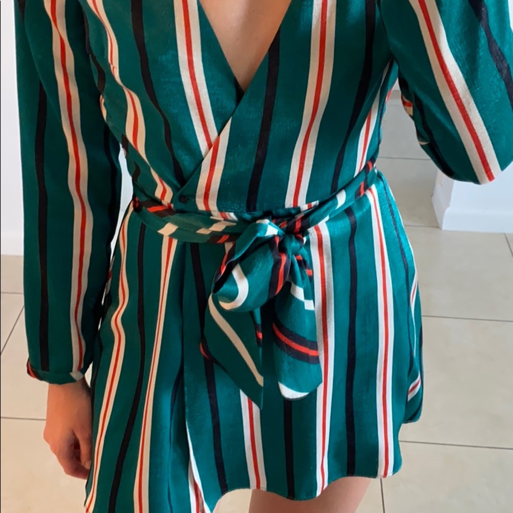 Long sleeve stripe romper from Zara
